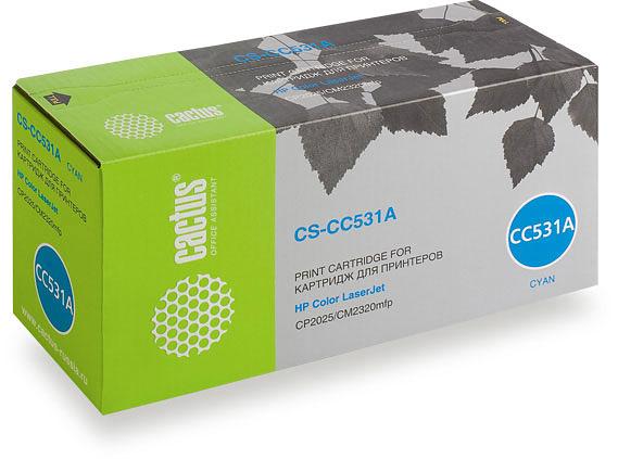 Картридж лазерный Cactus CS-CC531A CC531A голубой (2800стр.) для HP CLJ CP2025/CM2320 фото 2