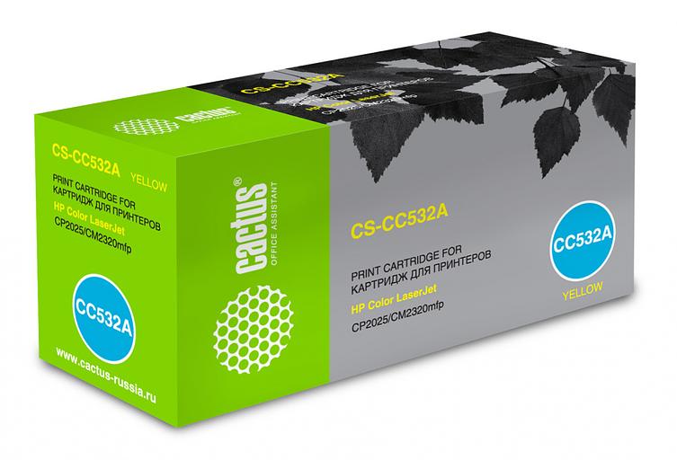 Картридж лазерный Cactus CS-CC532A CC532A желтый (2800стр.) для HP CLJ CP2025/CM2320 фото 1