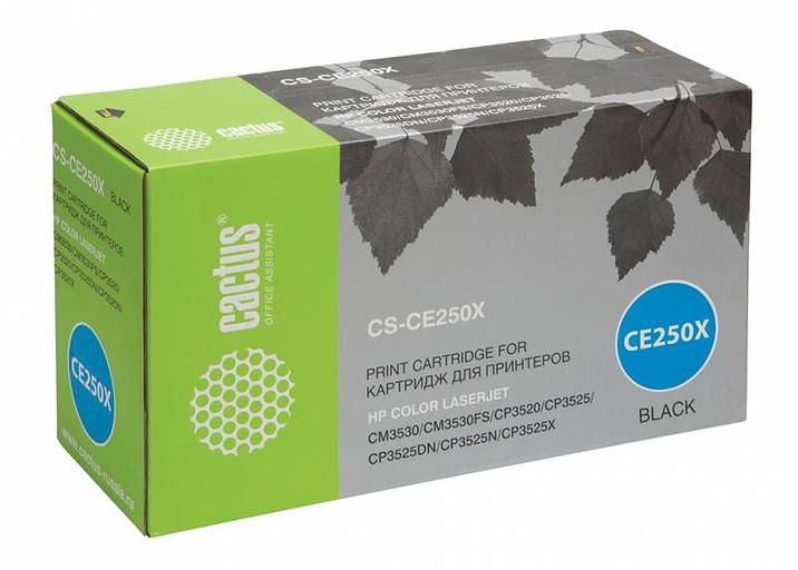 Картридж лазерный Cactus CS-CE250X CE250X черный (10500стр.) для HP CLJ CP3525/CM3530 фото 1
