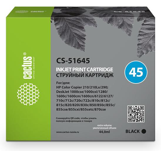 Картридж струйный Cactus CS-51645 №45 черный (44мл) для HP DJ 710c/720c/722c/815c/820cXi/850c/870cXi/880c фото 1
