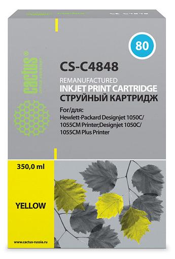 Картридж струйный Cactus CS-C4848 №80 желтый (400мл) для HP DJ 1050C/1055CM/1000 фото 1