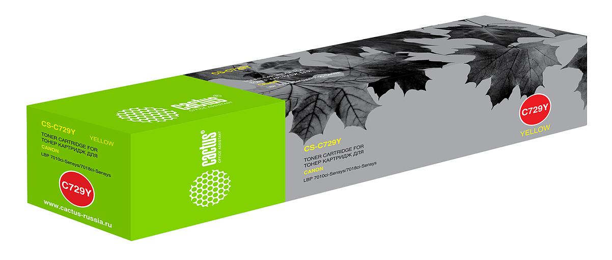 Картридж лазерный Cactus CS-C729Y 729 Y желтый (1000стр.) для Canon i-SENSYS LBP-7010C/ LBP-7018C фото 1