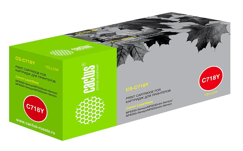 Картридж лазерный Cactus CS-C718Y 718 Y желтый (2900стр.) для Canon LaserBase MF8330i-Sensys/ MF8330cdni-Sensys/ MF8350i-Sensys/ MF8350cdni-Sensys; LBP7200i-Sensys/ 7200cdni-Sensys фото 1