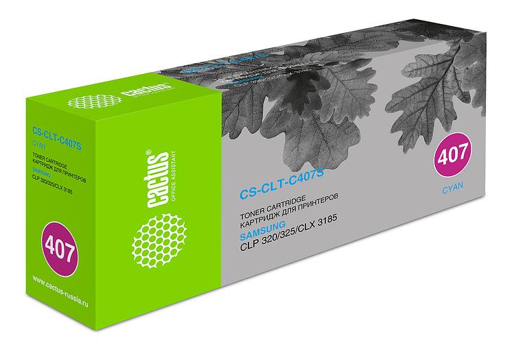 Картридж лазерный Cactus CS-CLT-C407S CLT-C407S голубой (1000стр.) для Samsung CLP320/320n/325/CLX3185/3185n/3185fn фото 1