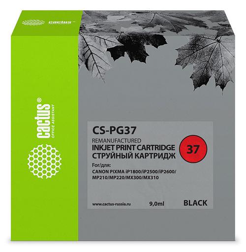 Картридж струйный Cactus CS-PG37 черный (9мл) для Canon Pixma iP1800/iP1900/iP2500/iP2600/MP140/MP190/MP210/MP220/MP470/MX300/MX310 фото 1