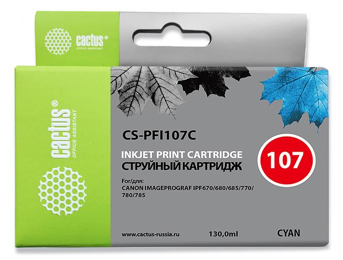 Картридж струйный Cactus CS-PFI107C синий (130мл) для Canon IP iPF670/iPF680/iPF685/iPF770/iPF780/iPF785/ фото 1