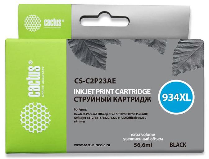 Картридж струйный Cactus CS-C2P23AE №934XL черный (56.6мл) для HP DJ Pro 6230/6830 фото 1
