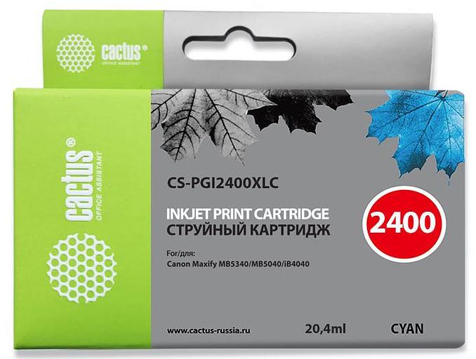 Картридж струйный Cactus CS-PGI2400XLC голубой (20.4мл) для Canon MAXIFY iB4040/ МВ5040/ МВ5340 фото 1