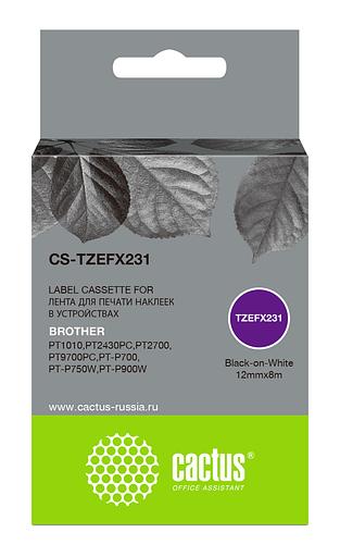 Картридж ленточный Cactus CS-TZEFX231 TZe-FX231 черный для Brother 1010/1280/1280VP/2700VP фото 1