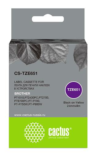 Картридж ленточный Cactus CS-TZE651 TZe-651 черный для Brother 1010/1280/1280VP/2700VP фото 1