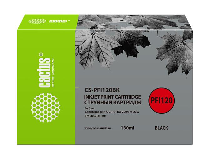 Картридж струйный Cactus CS-PFI120BK черный (130мл) для Canon imagePROGRAF TM-200/TM-205/TM-300/TM-305 фото 1