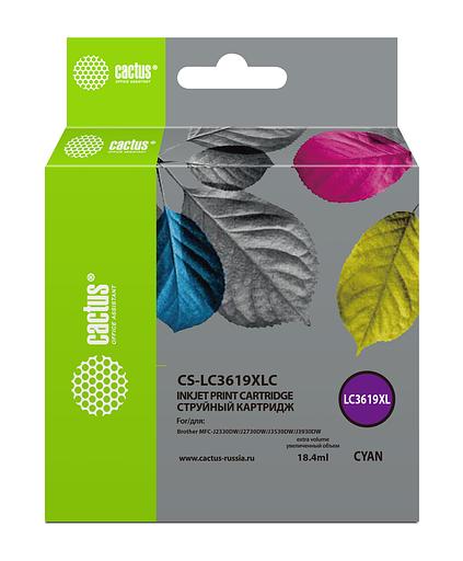 Картридж струйный Cactus CS-LC3619XLC голубой (18.4мл) для Brother MFC-J2330DW/J2730DW/J3530DW/J3930DW фото 1