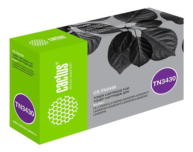 Картридж лазерный Cactus CS-TN3430 TN-3430 черный (3000стр.) для Brother HL L5000/5100/5200/6250/6300/6400 фото 1