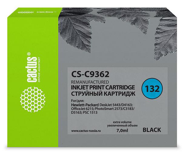 Картридж струйный Cactus CS-C9362 №132 черный (7мл) для HP DJ 5443/D4163/DJ 6215/PS 2573/C3183/D5163/PSC 1513 фото 1