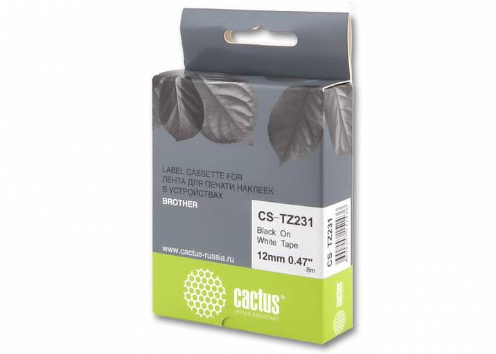Картридж ленточный Cactus CS-TZ231 TZe-231 черный для Brother 1010/1280/1280VP/2700VP фото 1