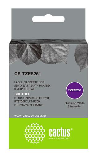 Картридж ленточный Cactus CS-TZES251 TZe-S251 черный для Brother 1010/1280/1280VP/2700VP фото 1