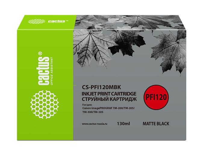 Картридж струйный Cactus CS-PFI120MBK черный матовый (130мл) для Canon imagePROGRAF TM-200/TM-205/TM-300/TM-305 фото 1