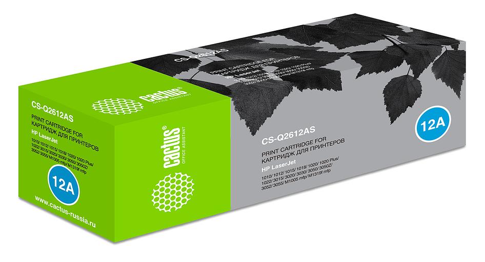 Картридж лазерный Cactus CS-Q2612AS Q2612A черный (2000стр.) для HP LJ 1010/1012/1015/1018/1020/1020Plus/1022/3015/3020 фото 1