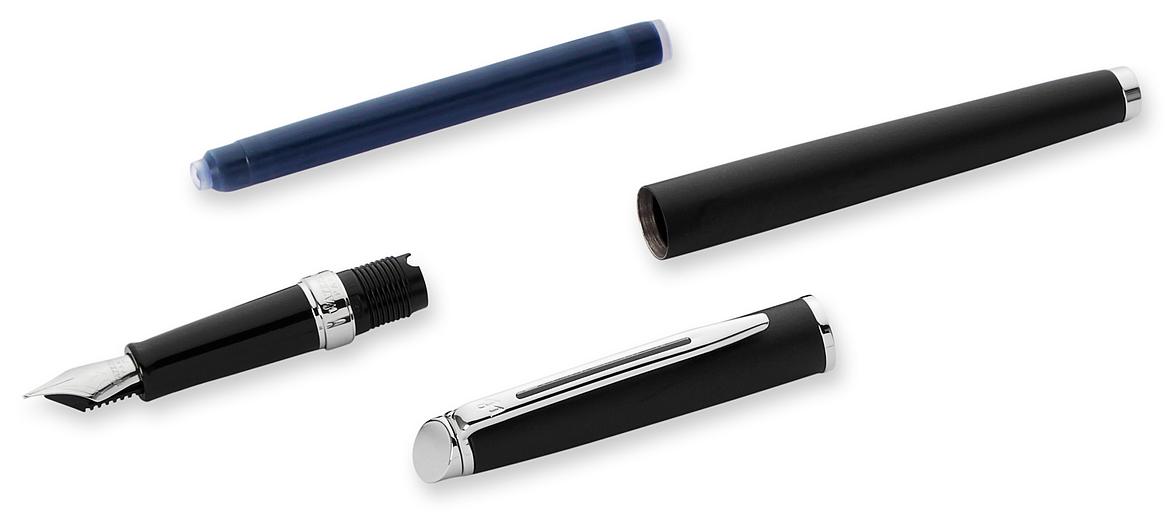 Ручка перьев. Waterman Hemisphere (CWS0920810) Matte Black CT F сталь нержавеющая подар.кор. фото 5