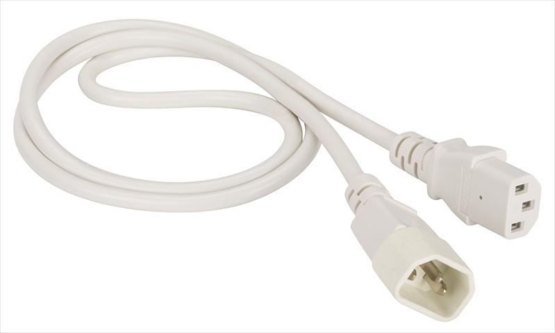Шнур питания C13-C14, 3х0.75, 220В, 10А, белый, 1.8 метра (LAN-PP13/14-1.8-WH) фото 1