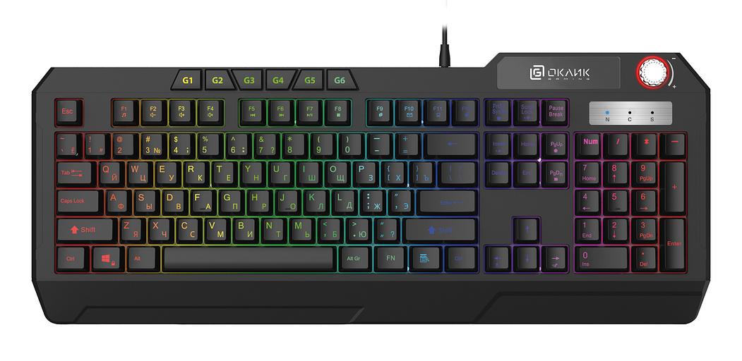 Клавиатура Оклик 715G черный USB Multimedia for gamer LED фото 1