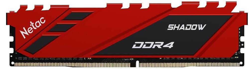 Модуль памяти Netac Shadow DDR4-3200 8G C16 Red, 16-20-20-40, 1.35V, XMP, Радиатор фото 1