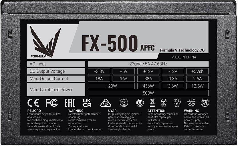Блок питания Formula ATX 500W FX-500 (24+4+4pin) APFC 120mm fan 3xSATA RTL фото 5