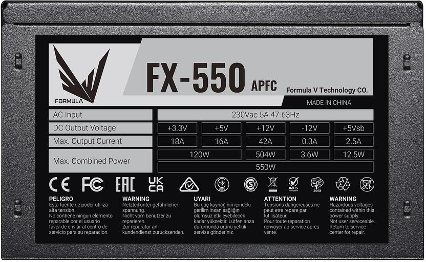 Блок питания Formula ATX 550W FX-550 (24+4+4pin) APFC 120mm fan 3xSATA RTL фото 5