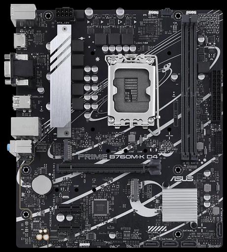 Материнская плата ASUS PRIME B760M-K D4, LGA1700, B760, 2*DDR4, HDMI+VGA, 4xSATA3 + RAID, M2, Audio, Gb LAN, USB 3.2, USB 2.0, mATX; 90MB1DS0-M0EAY0 (PRIME B760M-K D4) фото 1