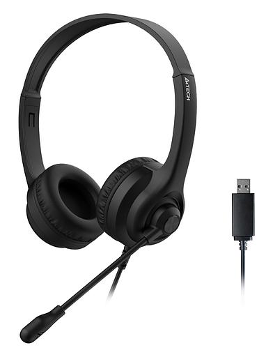Наушники с микрофоном A4Tech HU-8 черный 2м накладные USB оголовье фото 4