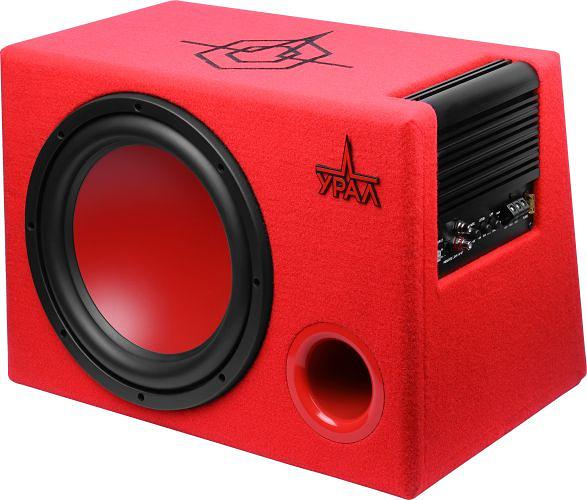 Сабвуфер автомобильный Ural АС-У12А КРАСНЫЙ 300Вт активный (30см/12") фото 2