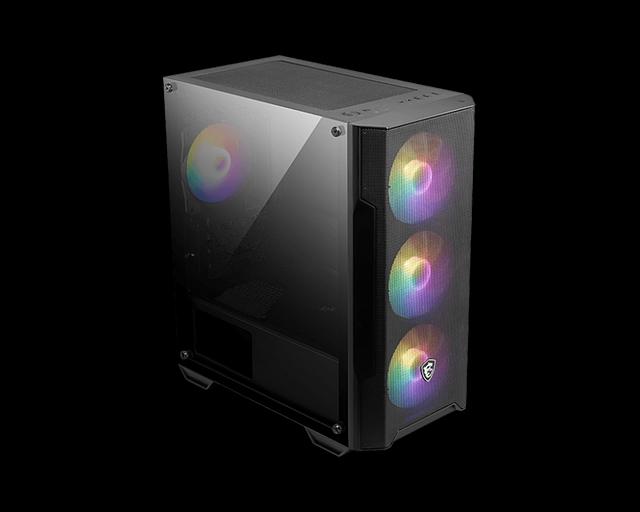 Корпус MSI MAG FORGE M100A, MATX, BLACK, WINDOW, 2x3.5", Compatible with 2.5" (Max up to 4x2.5"), 1xUSB 3.2 Gen 1, 2xUSB 2.0, FRONT 3x120mm ARGB, REAR 1x120mm ARGB (MAG FORGE M100A) фото 2