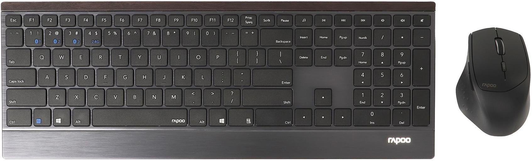 Клавиатура + мышь Rapoo 9500M клав:черный мышь:черный USB беспроводная Bluetooth/Радио slim (18892) фото 1