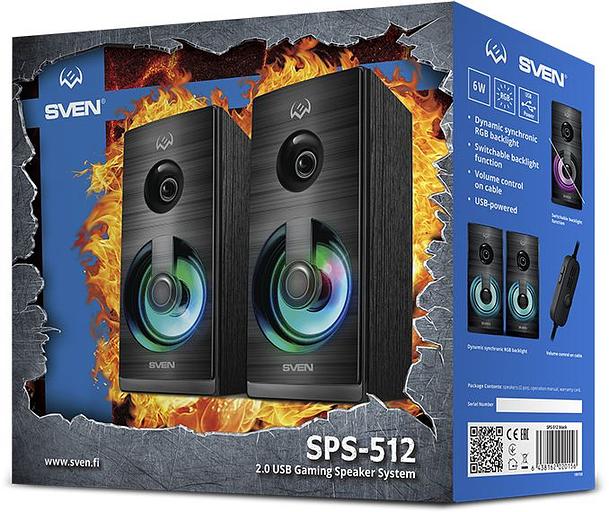 Колонки Sven SPS-512 2.0 черный 6Вт фото 5