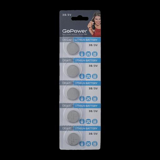 Батарейка GoPower CR1632 BL5 Lithium 3V (5/100/2000) (5 шт.) GoPower 00-00023147 фото 1