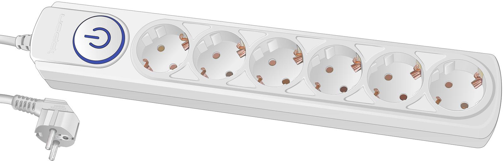 Сетевой фильтр Ippon BK-6-EU-5-10-W 5м (6 розеток) белый (коробка) фото 1