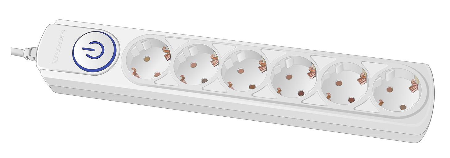 Сетевой фильтр Ippon BK-6-EU-1.8-16-W 1.8м (6 розеток) белый (коробка) фото 1