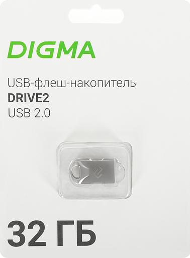 Флеш Диск Digma 32Gb DRIVE2 DGFUM032A20SR USB2.0 серебристый фото 2