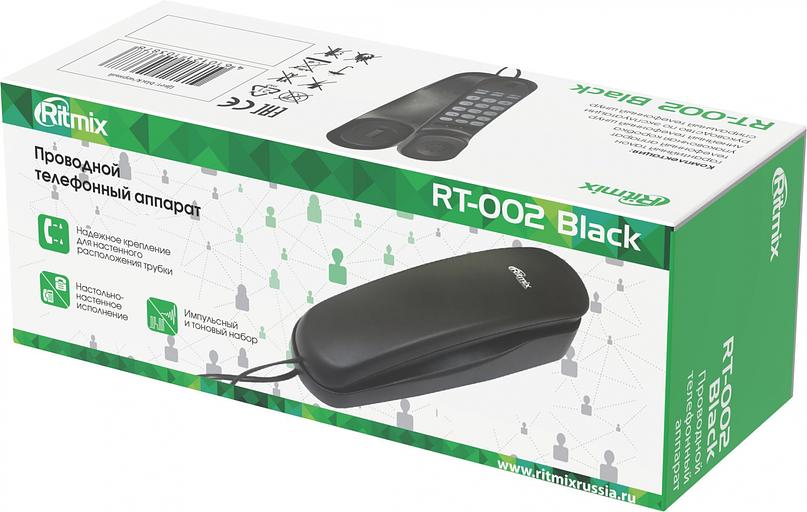 Телефон проводной Ritmix RT-002 черный фото 4