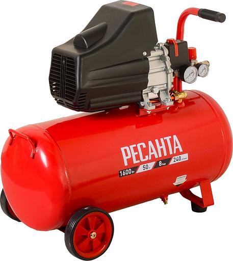 Компрессор поршневой Ресанта КП-50/240М масляный 240л/мин 50л 1600Вт красный/черный фото 1