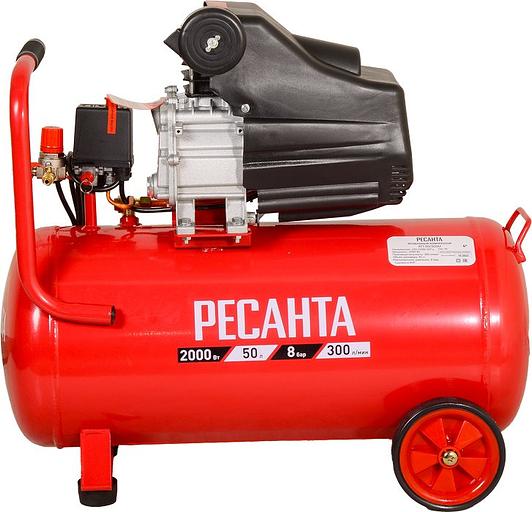 Компрессор поршневой Ресанта КП-50/300М масляный 300л/мин 50л 2000Вт красный/черный фото 3