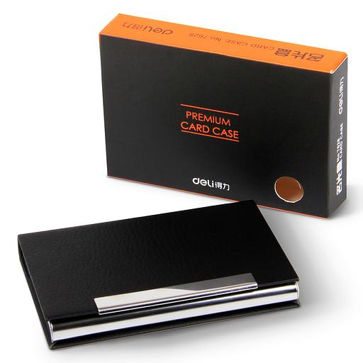 Визитница настольная Deli 7628 кожа искусственная черный фото 5