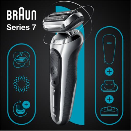 Бритва сетчатая Braun Series 7 71-S4200cs реж.эл.:3 питан.:аккум. черный/серебристый фото 6