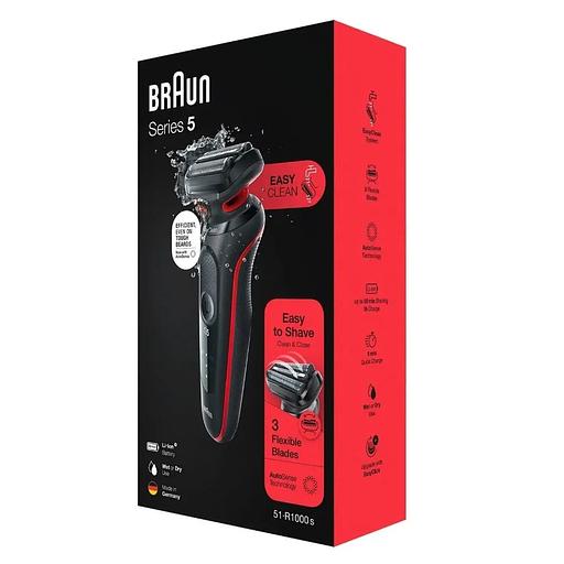 Бритва сетчатая Braun Series 5 51-R1000s реж.эл.:3 питан.:аккум. красный/черный фото 5