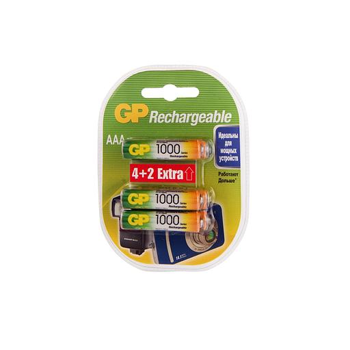 Перезаряжаемые аккумуляторы GP 100AAAHC AAA, мин. ёмкость 950 мАч - 6 шт.(4+2 в подарок) в клемшеле GP 4891199164477 фото 2