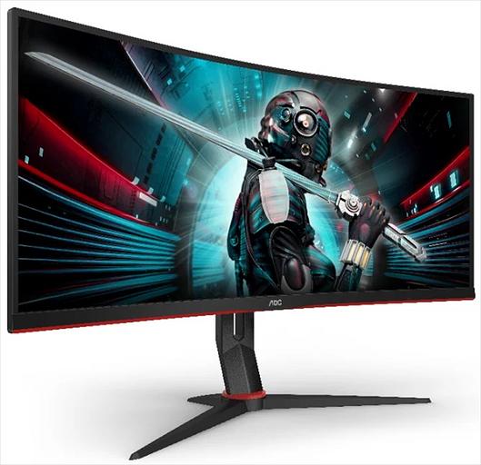 Монитор 34" AOC CU34G2X Curved 3440x1440@144Hz VA LED 21:9 1ms 2*HDMI 2*DP 4*USB3.0 80M:1 178/178 300cd HAS Tilt Swivel Black-Red (CU34G2X) фото 2