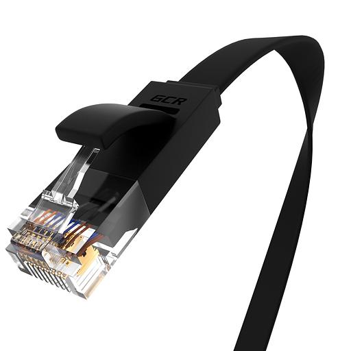 Greenconnect Патч-корд PROF плоский прямой 10.0m, UTP медь кат.6, черный, позолоченные контакты, 30 AWG, GCR-LNC616-10.0m, ethernet high speed 10 Гбит/с, RJ45, T568B Greenconnect RJ45(m) - RJ45(m) Cat.6 U/UTP LSZH 10м (GCR-LNC616-10.0m) фото 2
