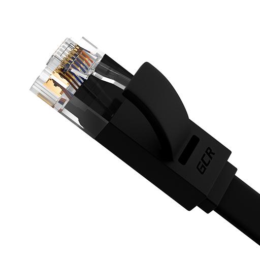 Greenconnect Патч-корд PROF плоский прямой 10.0m, UTP медь кат.6, черный, позолоченные контакты, 30 AWG, GCR-LNC616-10.0m, ethernet high speed 10 Гбит/с, RJ45, T568B Greenconnect RJ45(m) - RJ45(m) Cat.6 U/UTP LSZH 10м (GCR-LNC616-10.0m) фото 3