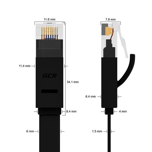 Greenconnect Патч-корд PROF плоский прямой 10.0m, UTP медь кат.6, черный, позолоченные контакты, 30 AWG, GCR-LNC616-10.0m, ethernet high speed 10 Гбит/с, RJ45, T568B Greenconnect RJ45(m) - RJ45(m) Cat.6 U/UTP LSZH 10м (GCR-LNC616-10.0m) фото 5