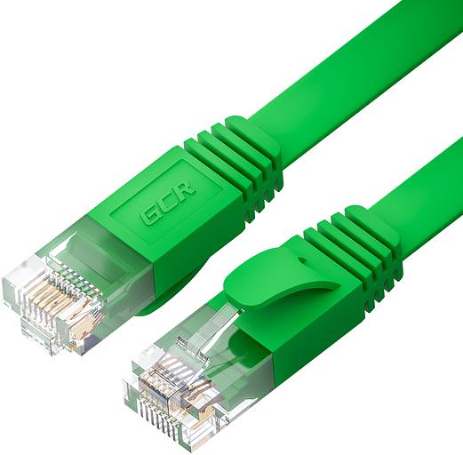 GCR Патч-корд PROF плоский прямой 3.0m, UTP медь кат.6, зеленый, 30 AWG, ethernet high speed 10 Гбит/с, RJ45, T568B, GCR-52842 Greenconnect RJ45(m) - RJ45(m) Cat. 7 U/UTP PVC 3м (GCR-52842) фото 1